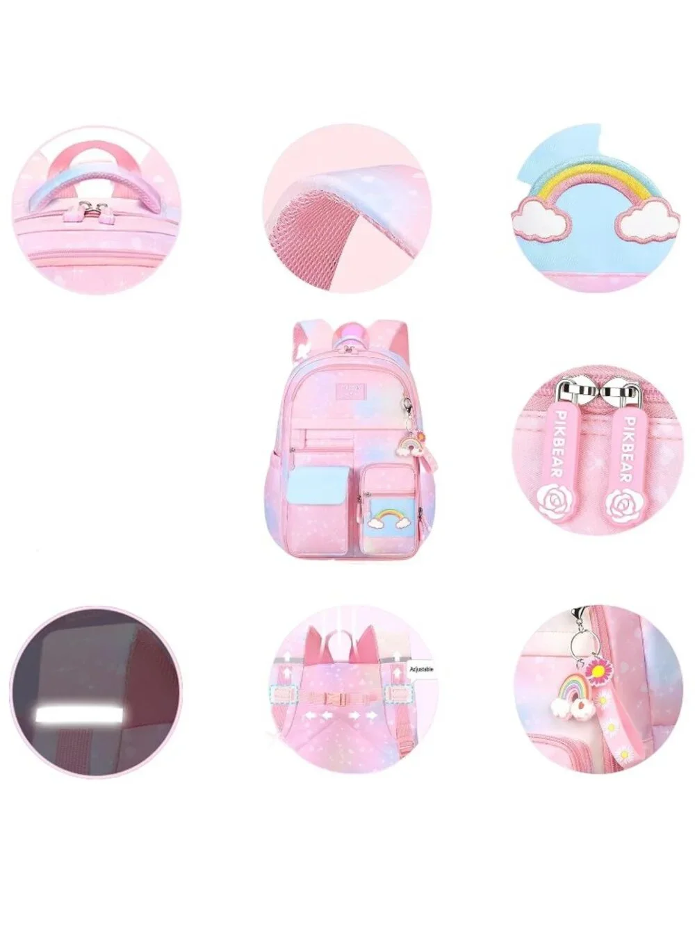 Rainbow 4Pc Girls Backpack Multicolor 16.5